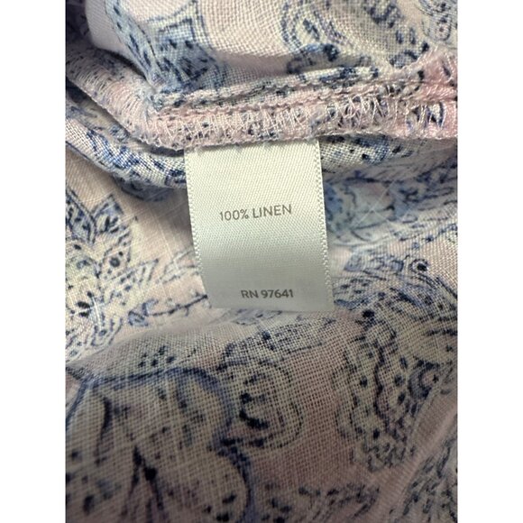 J.Jill Womens Boho Style Pink & Blue Paisley Print Linen Tunic Top Size 2X - Picture 7 of 9